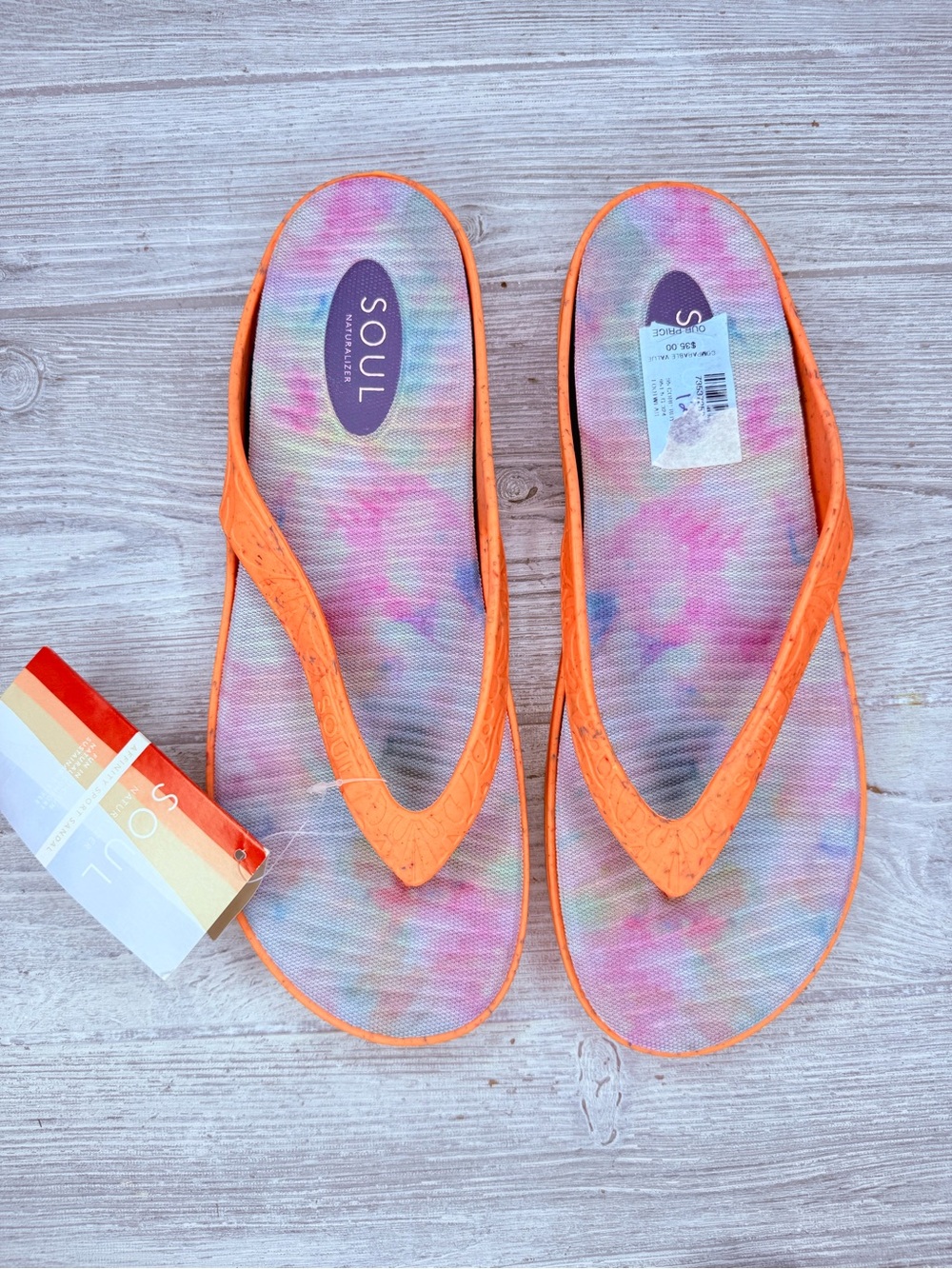 Nwt soul Naturalizer Women's Affinity Flip Tie-Dye Thong Sandal shoes 12